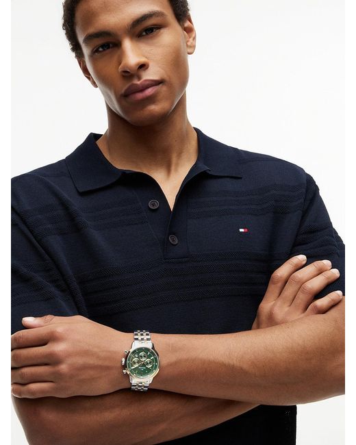 Tommy Hilfiger Green Dial Two-Tone Chronograph Watch for men