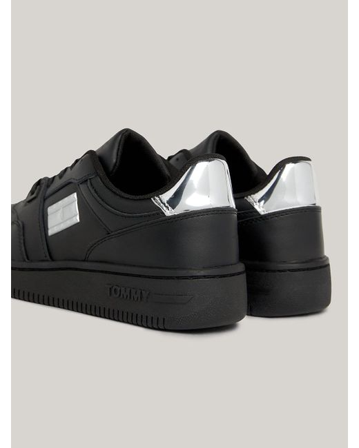 Tommy Hilfiger Black Retro Leather Mirror Trainers