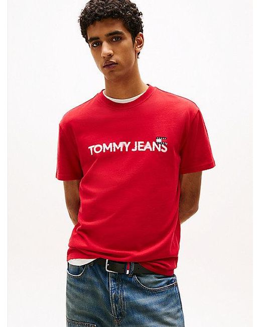 Tommy Hilfiger T-Shirt Met Ronde Hals En Tommy-Badge in het Red voor heren