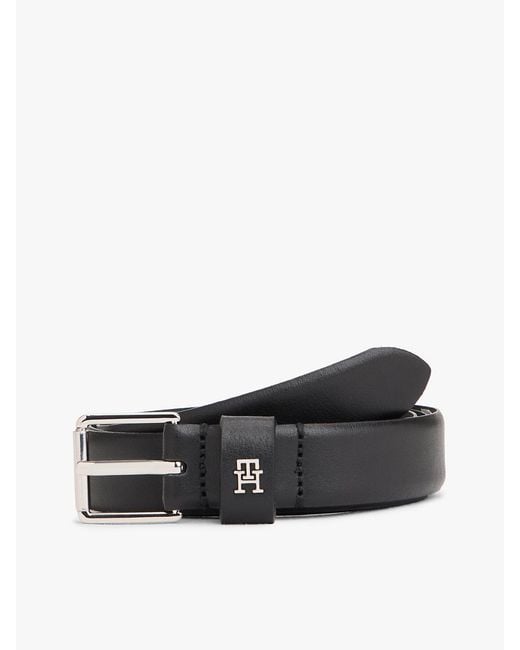 Tommy Hilfiger Black Th Monogram Square Buckle Leather Belt