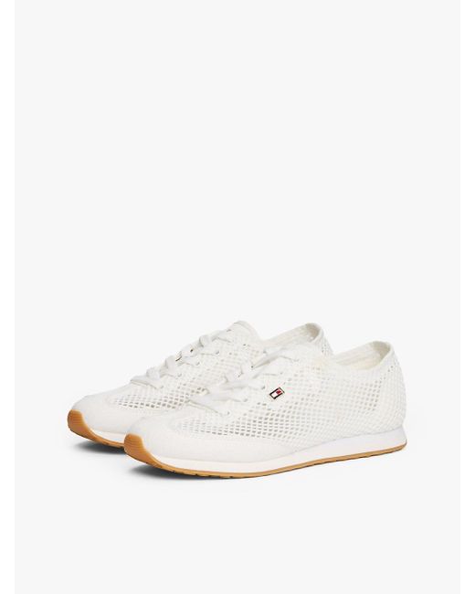 Baskets En Maille Ajourée À Drapeau En Émail Tommy Hilfiger en coloris White