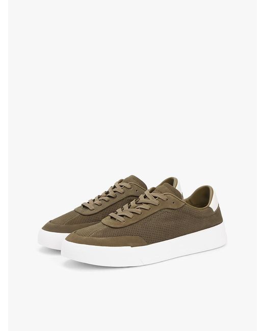 Tommy Hilfiger Green Ventilation Detail Leather Court Trainers for men