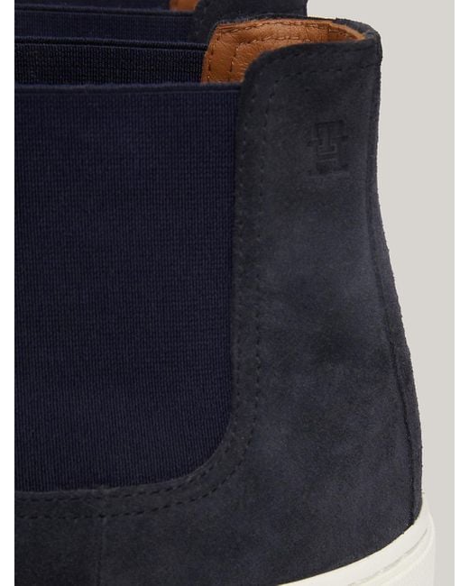 Tommy Hilfiger Blue Suede Casual Chelsea Boots for men