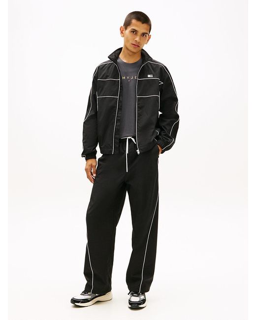 Tommy Hilfiger Black Back Logo Piping Water Repellent Jacket for men