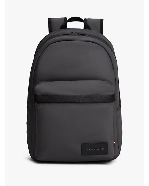 Tommy Hilfiger Black Textile Logo Patch Dome Backpack for men