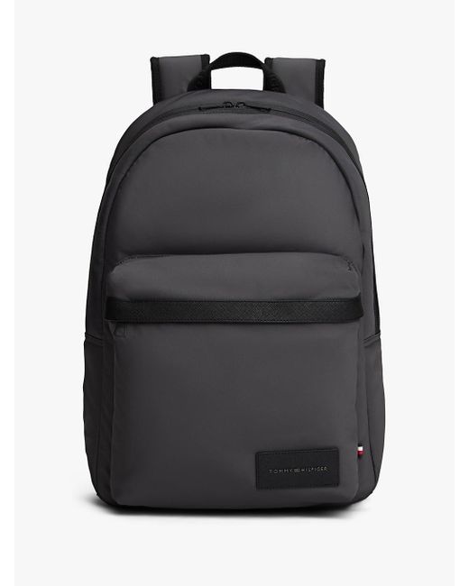 Tommy Hilfiger Black Textile Logo Patch Dome Backpack for men