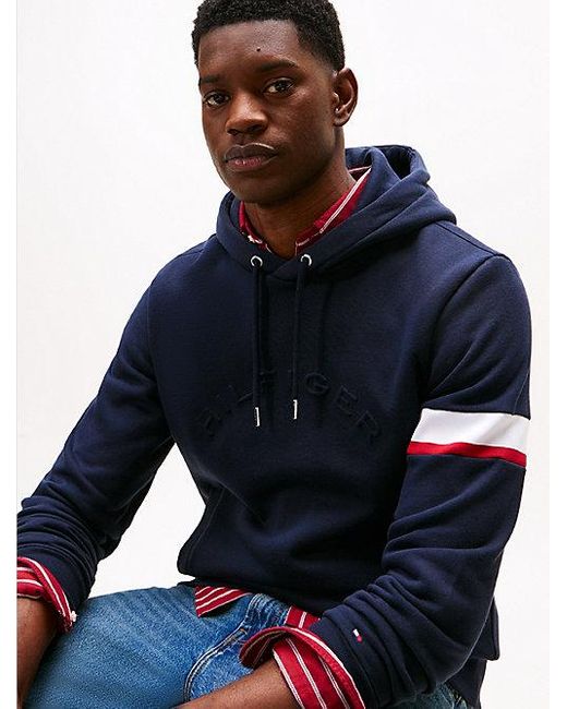 Tommy Hilfiger Fleece Hoodie Met Logo in het Blue voor heren