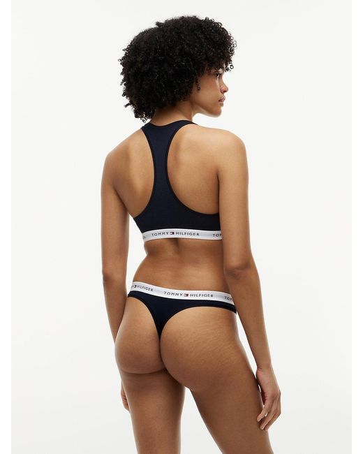Tommy Hilfiger Blue Repeat Logo Waistband Thong