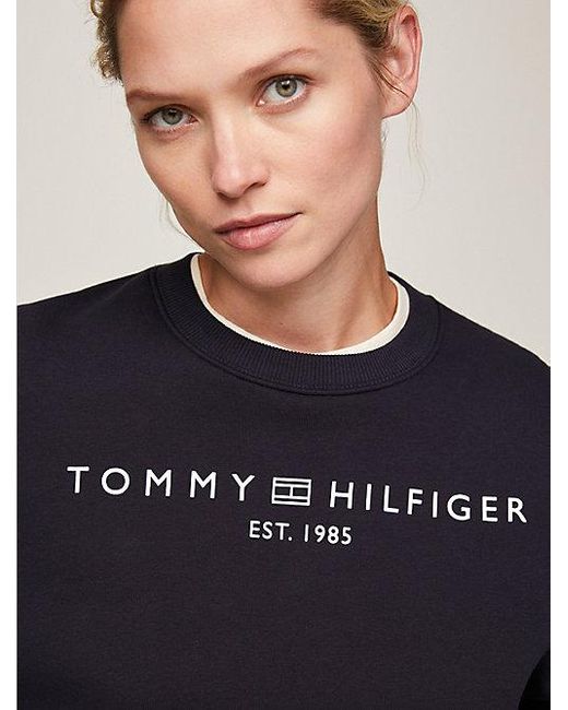 Tommy Hilfiger Sweatshirt Met Ronde Hals En Logo in het Blue