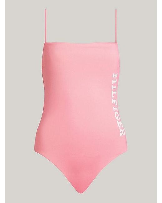 Tommy Hilfiger Pink Hilfiger Monotype Badeanzug