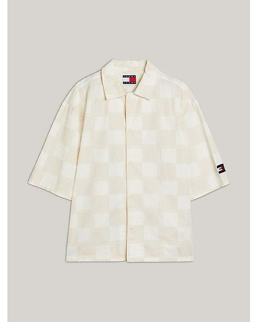 Tommy Hilfiger Uniseks Boxy Overhemd Met Checkerboard-patroon in het Natural voor heren