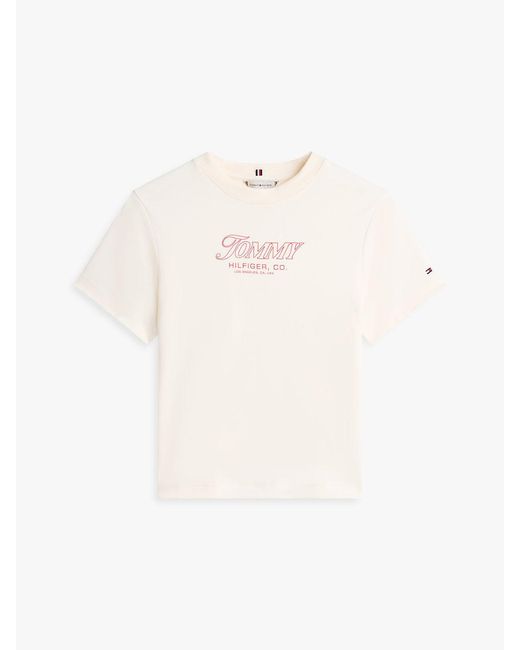 Tommy Hilfiger White Logo Interlock Knit T-Shirt