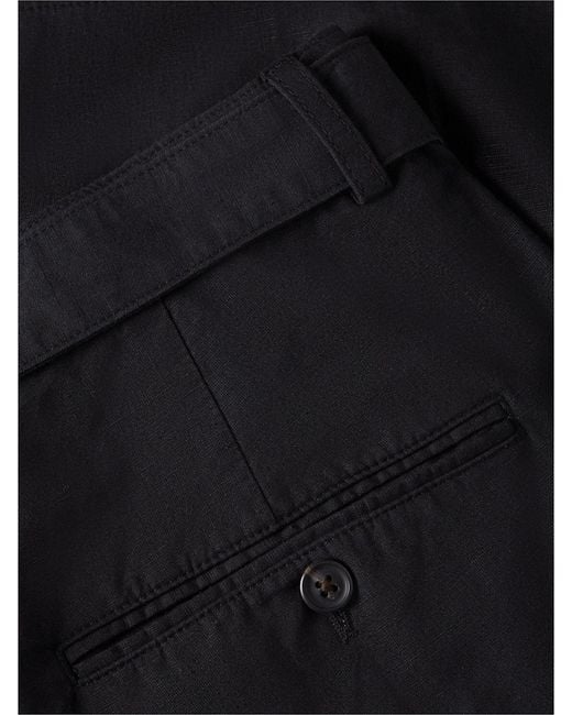 Tommy Hilfiger Black Linen Blend Relaxed Fit Belted Chino Shorts for men