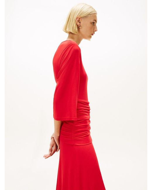 Tommy Hilfiger Festive Crepe Slim Gathered Midi Dress