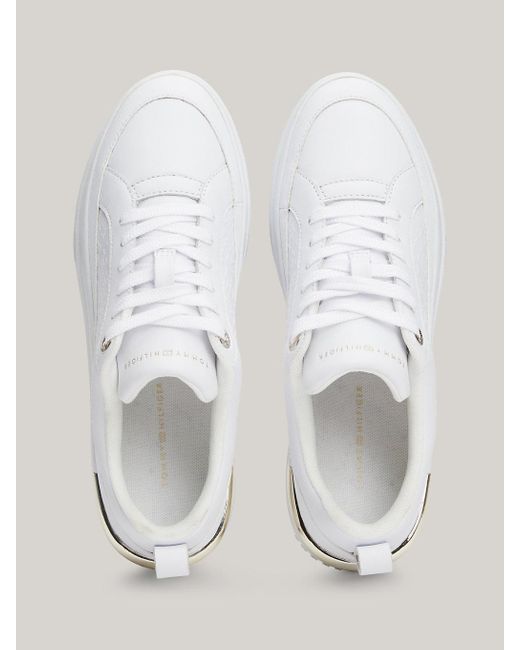 Tommy Hilfiger White Th Monogram Leather Court Trainers