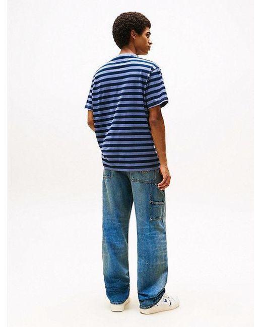 Tommy Hilfiger Relaxed Fit T-Shirt Met Graphic En Strepen in het Blue voor heren