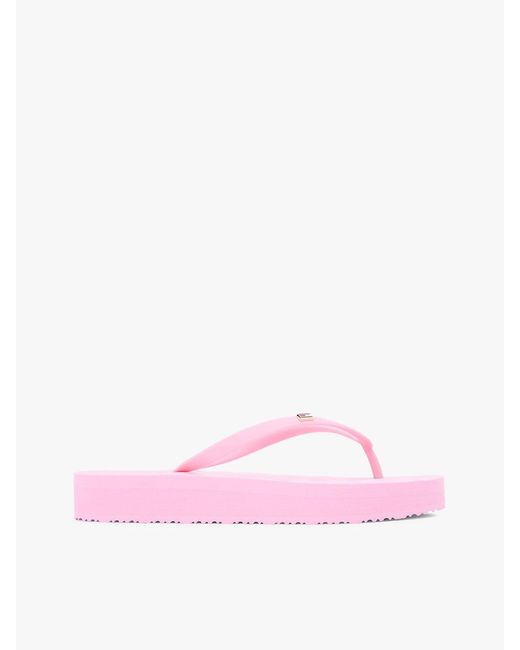 Tommy Hilfiger Pink Repeat Logo Platform Flip-flops