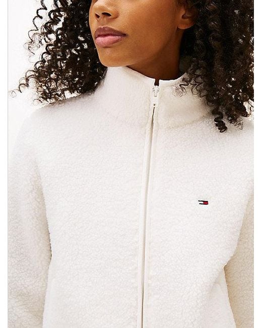 Tommy Hilfiger Teddy Fleece Jack Met Rits in het White