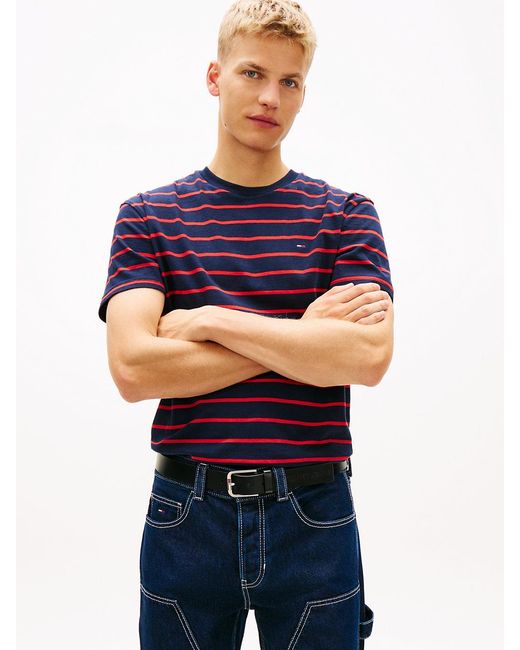 Tommy Hilfiger Blue Tommy Flag Stripe Jersey T-Shirt for men