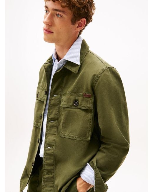 Giacca Stile Camicia Con Tasche Sbiadita di Tommy Hilfiger in Green da Uomo