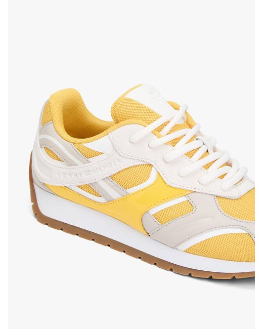 Tommy Hilfiger Metallic Th Monogram Leather Mixed Texture Trainers