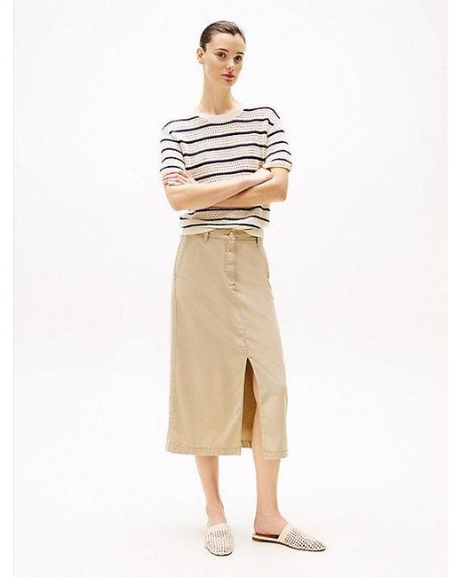 Tommy Hilfiger Midi-Chinorok in het Natural