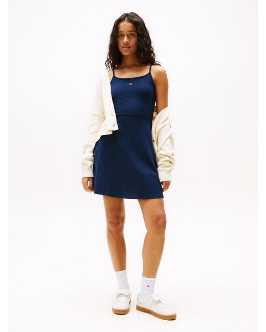 Robe Courte Moulante À Fines Bretelles Tommy Hilfiger en coloris Blue