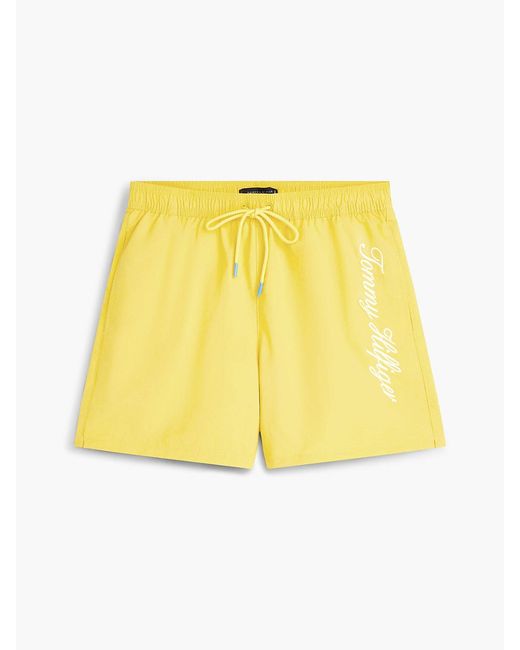 Tommy Hilfiger Yellow Logo Embroidery Mid Length Swim Shorts for men