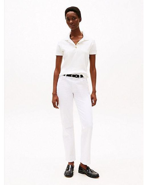 Polo De Corte Slim Con Botones Dorados Tommy Hilfiger de color White