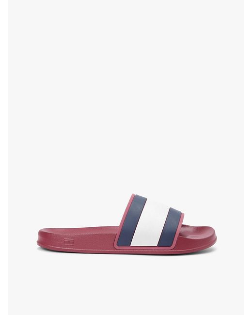 Tommy Hilfiger White Flag Strap Pool Slides for men