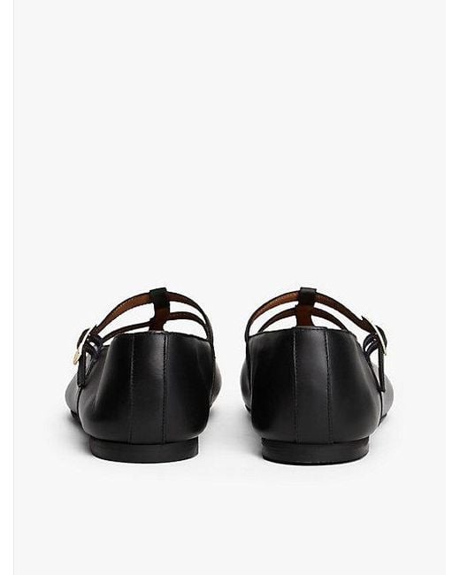 Tommy Hilfiger Leren Ballerina Met Dubbele T-Strap in het White
