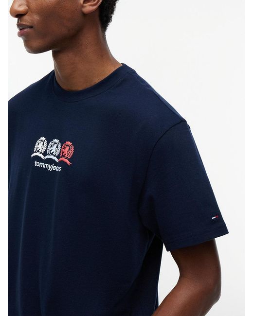 Tommy Hilfiger Blue Back Repeat Crest Logo Relaxed T-Shirt for men