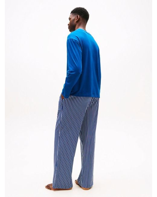 Completo Pigiama Original A Maniche Lunghe di Tommy Hilfiger in Blue da Uomo