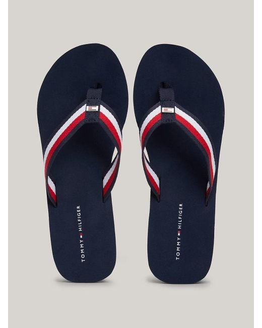 Tommy Hilfiger Blue Signature Wedge Beach Sandals