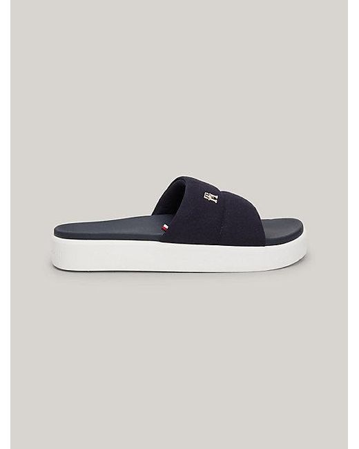 Tommy Hilfiger Casual Chic Badslipper Met Plateauzool in het Blue