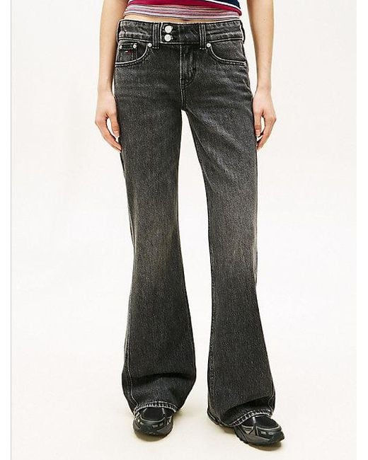 Tommy Hilfiger Low Rise Zwarte Bootcut Jeans Met Fading in het Black