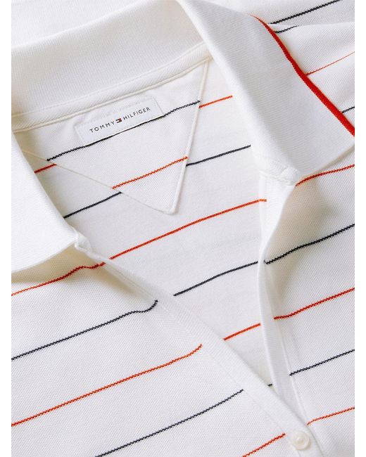 Tommy Hilfiger White Regular Fit Pique Henley Polo Shirt