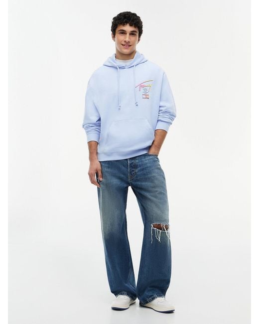 Tommy Hilfiger Blue Signature Back Logo Relaxed Hoody for men