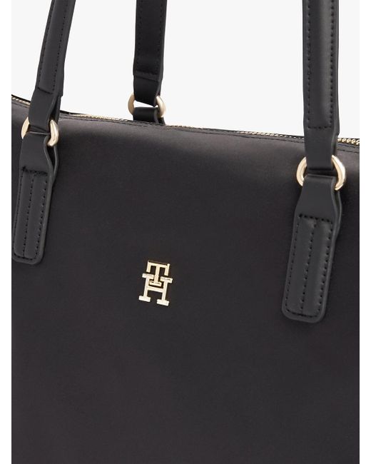 Borsa Tote Con Nastro Iconico di Tommy Hilfiger in Black