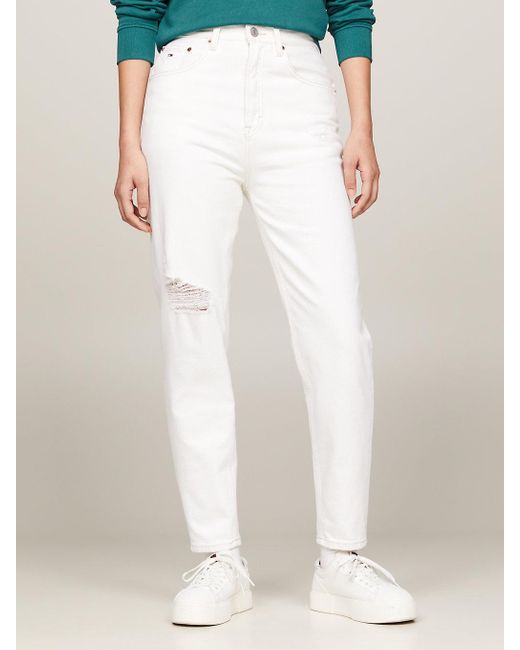 Tommy Hilfiger Ultra High Rise Tapered Mom White Jeans