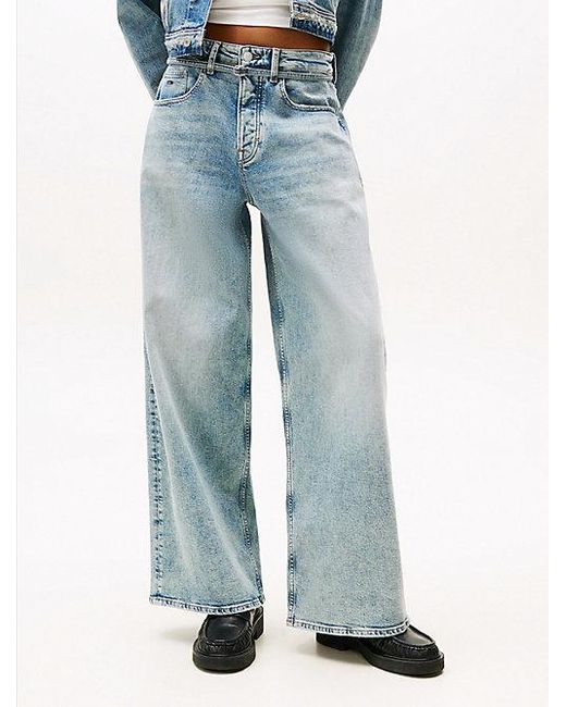 Tommy Hilfiger Medium Rise Jeans Met Riem in het Blue