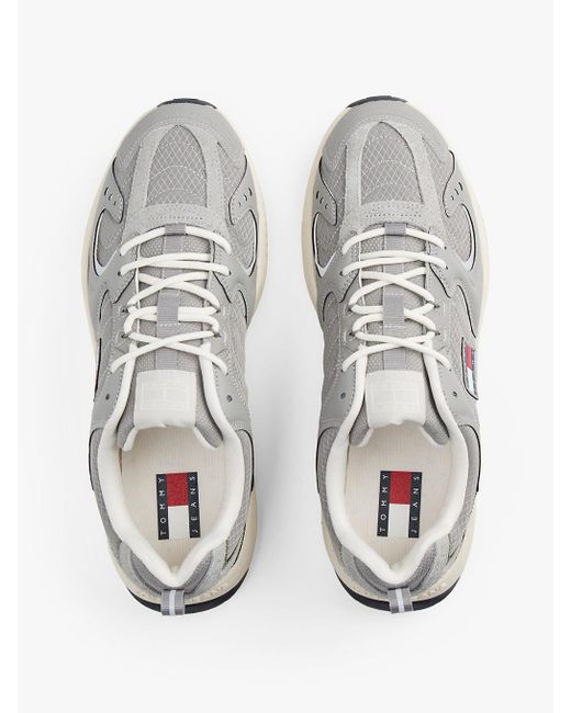 Sneakers Con Mix Di Texture E Logo di Tommy Hilfiger in White da Uomo