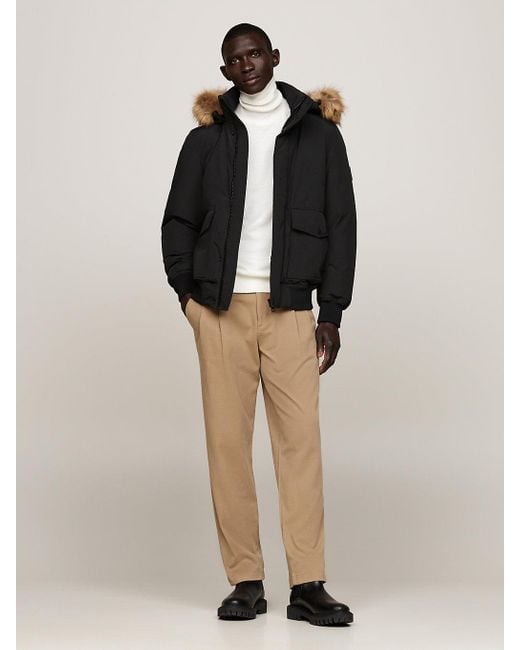 Tommy Hilfiger Faux Fur Rockie Down Bomber Jacket in Black for Men Lyst UK