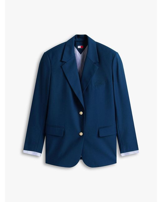 Tommy Hilfiger Blue Boyfriend Fit-Tone Button Blazer