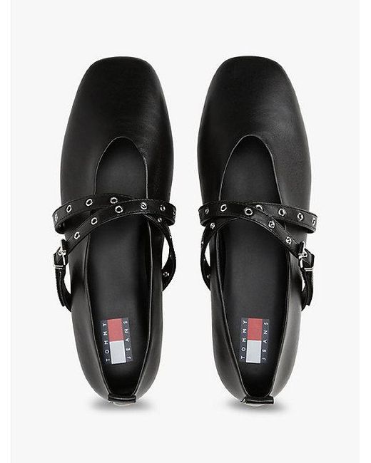 Tommy Hilfiger White Mary Jane Aus Leder Mit Überkreuztem Riemen