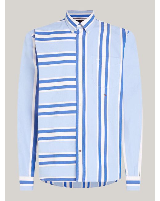 Tommy Hilfiger Blue Mixed Stripe Regular Fit Shirt for men