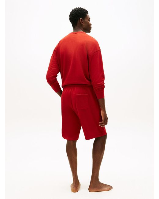 Tommy Hilfiger Red Essential Logo Terry Lounge Shorts for men