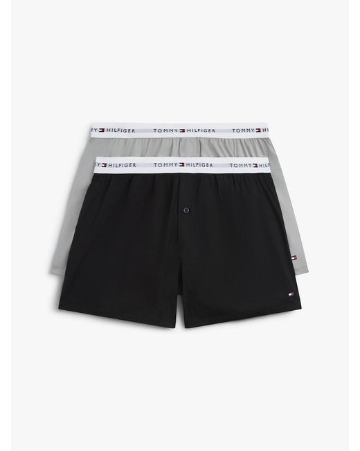 Tommy Hilfiger Black 2-Pack Signature Logo Woven Boxer Shorts for men