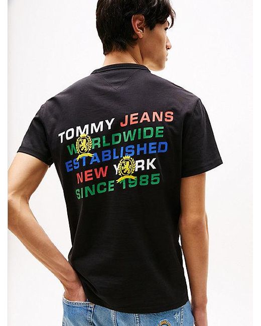 Tommy Hilfiger T-Shirt Met Logo En Graphic Op De Achterkant in het Black voor heren