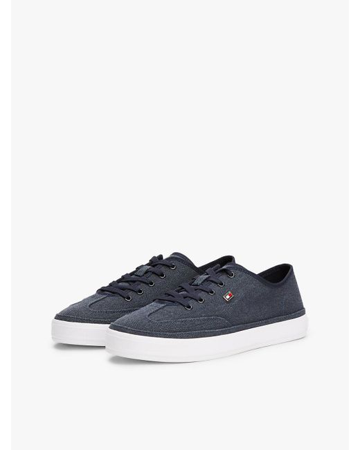 Baskets Vulcanisées Washed Canvas Basses Tommy Hilfiger en coloris Blue